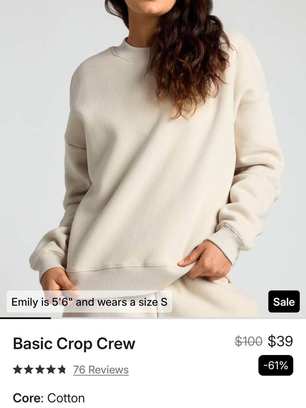 Comfrt Cropped Crew Neck Sweatshirt